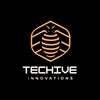 Logo featuring a stylized bee within a hexagon, with "Techive Innovations" below.